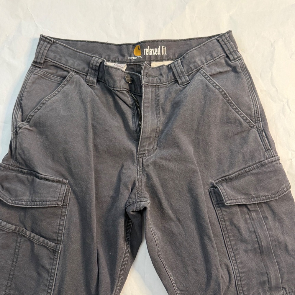 Carhartt Relaxed Fit Cargo Canvas Pants Mens Gray Size 31x29 Work Utility